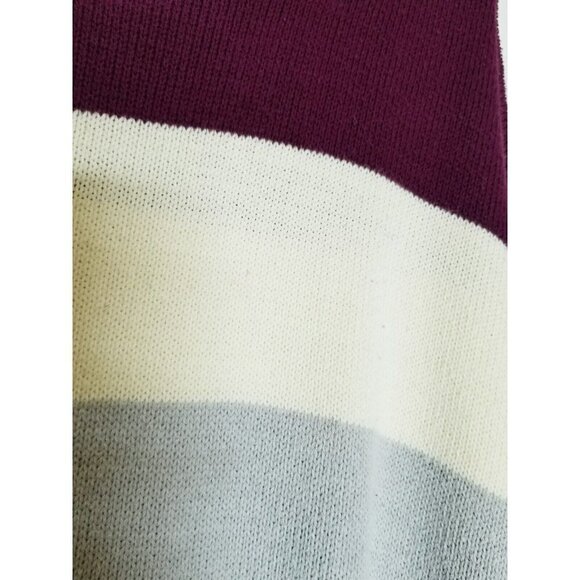 Lucky Brand Burgundy Striped Colorblock Knit Boatneck Pullover‎ Sweater S/P - Picture 5 of 12